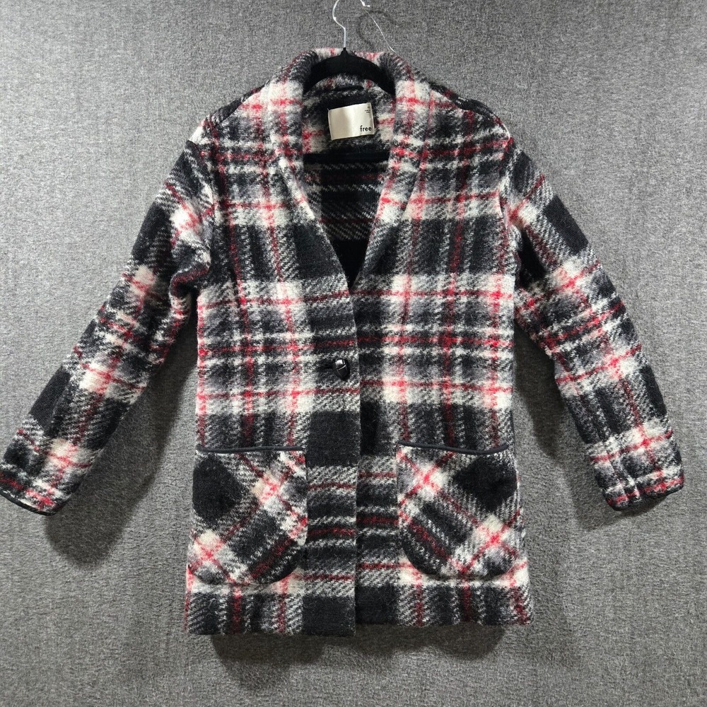 Wilfred Free Aritzia Off Duty Plaid Jacket Red / Black Coat Women's Size XS Wool